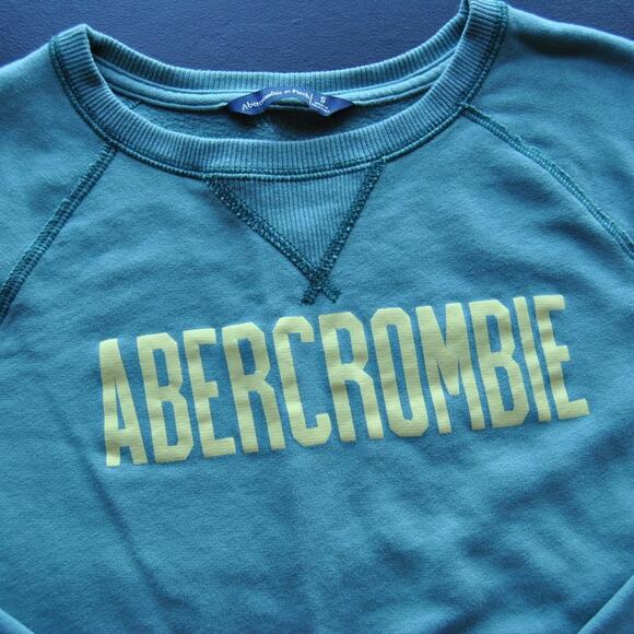 Abercrombie & Fitch Small Green and Yellow Crop Top Sweater - Picture 2 of 5